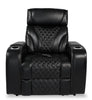 Elite 38" Genuine Leather Massage Power Reclining Chair with Power Headrest and Storage Armrests - Black | Fauteuil de massage à inclinaison électrique Elite de 38 po en cuir véritable avec appuie-tête électrique et accoudoirs de rangement - noir