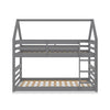 Gemma Twin Over Twin House Bunk Bed with Roof, Built-in Ladder & Guardrails for Kids - Grey | Lits simples superposés Gemma en forme de maison avec toit, échelle intégrée et garde-corps pour enfants - gris