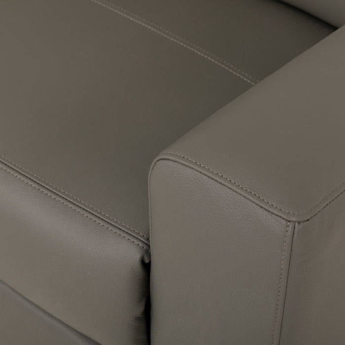 Sofa sectionnel de gauche à inclinaison électrique Valentino 3 pièces en cuir véritable avec appuie-têtes réglables - gris