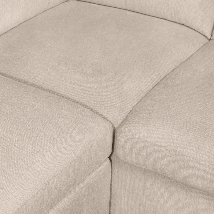Sofa-lit sectionnel de droite Envy 5 pièces en tissu de chenille avec fauteuil long de rangement - beige amande