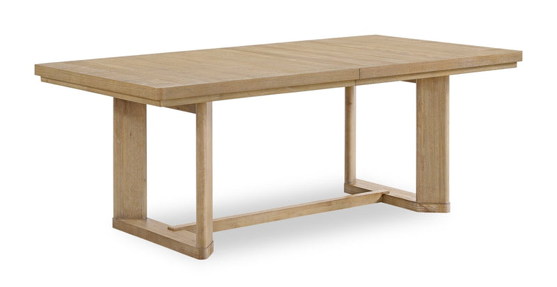 Ensemble de salle à manger Aspen 6 pièces avec table à rallonge, 80 po à 104 po, banc et 4 chaises en tissu - naturel