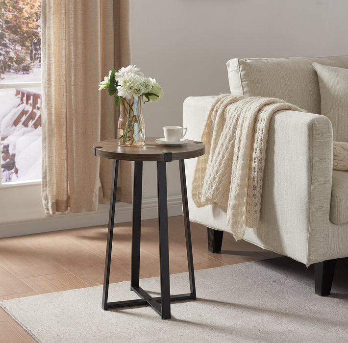 Table de fauteuil Pauly de 15 po avec dessus d’apparence bois - noisette