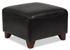 Zello 22.5" Faux Leather Ottoman with Wood Legs - Black | Pouf Zello de 22,5 po en similicuir avec pattes en bois - noir