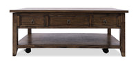 Table à café Branson de 48 po avec dessus relevable, rangement et roulettes - brun foncé