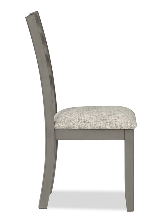 Chaise de salle à manger Cove avec siège rembourré en tissu et dossier en échelle - grise
