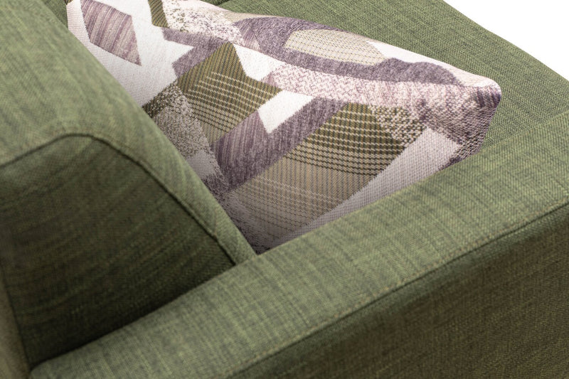 Sofa Freeman Kort & Co. de 88 po en tissu d’apparence lin avec pattes en bois et coussins de dossier capitonnés - vert avocat