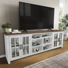 Sterling 95.83" Modern TV Stand with Storage and Cable Management for TVs up to 100" – Brown & White | Meuble pour téléviseur moderne Sterling de 95.83 po avec rangement et système de gestion des câbles pour téléviseurs jusqu’à 100 po - brun et blanc