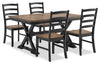 Raven 5pc Dining Package with 60-78"W Extension Table & 4 Chairs - Two-Tone Black & Brown | Ensemble de salle à manger Raven 5 pièces avec table à rallonge, 60 po à 78 po (L) et 4 chaises - deux teintes, noir et brun