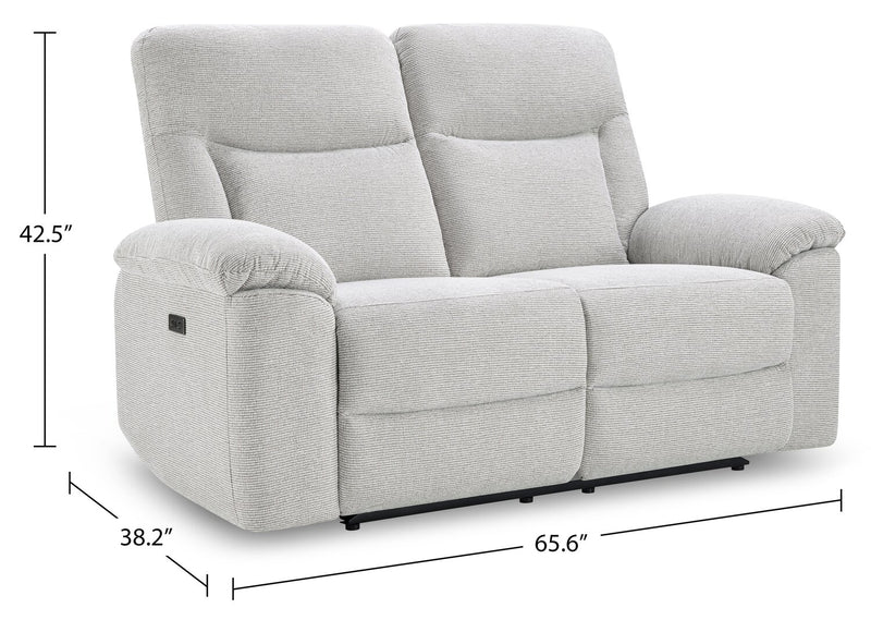 Causeuse à inclinaison électrique Spencer de 65,6 po en tissu de chenille - grise