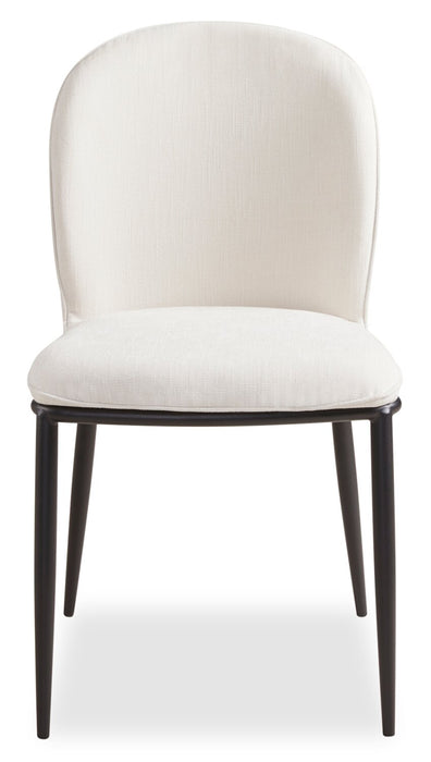 Chaise de salle à manger Ace en tissu d’apparence lin et en métal - ivoire