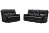 Made in Canada Dawson 64" Genuine Leather Power Reclining Loveseat with USB Port and Accent Pillows – Black | Causeuse à inclinaison électrique Dawson de 64 po fabriquée au Canada en cuir véritable avec port USB et coussins décoratifs - noir