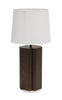 Wren 28.7" Table Lamp with Linen Shade – Dark Walnut  | Lampe de table Wren de 28,7 po avec abat-jour en lin - noyer foncé