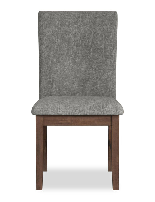 Chaise de salle à manger Rain avec siège et dossier rembourrés en tissu - grise