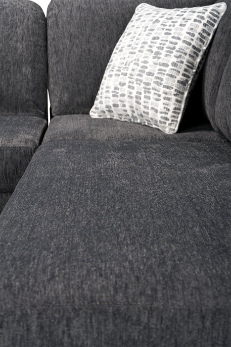 Sofa sectionnel de droite Morgan 3 pièces fabriqué au Canada en tissu de chenille avec sofa et coussins décoratifs - gris
