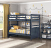 Quinn Bunk Bed with Ladder & Guard Rail for Kids, Blue - Twin/Twin | Lits superposés Quinn pour enfants avec échelle et garde-corps, bleus - simple et simple