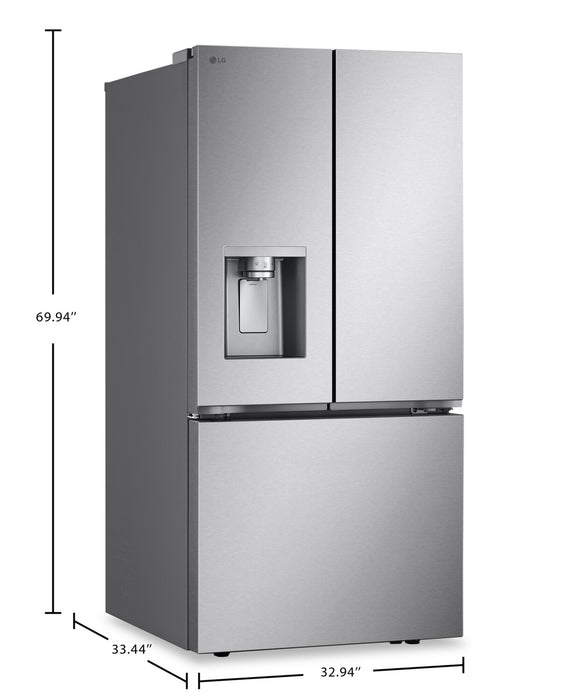 Réfrigérateur LG de 33 po et de 25 pi³ à portes françaises avec machine à glaçons double - acier inoxydable - LF25S6330S