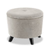 Winnipeg 17.5" Round Fabric Storage Ottoman - Grey|Pouf de rangement rond Winnipeg de 17,5 po en tissu - gris