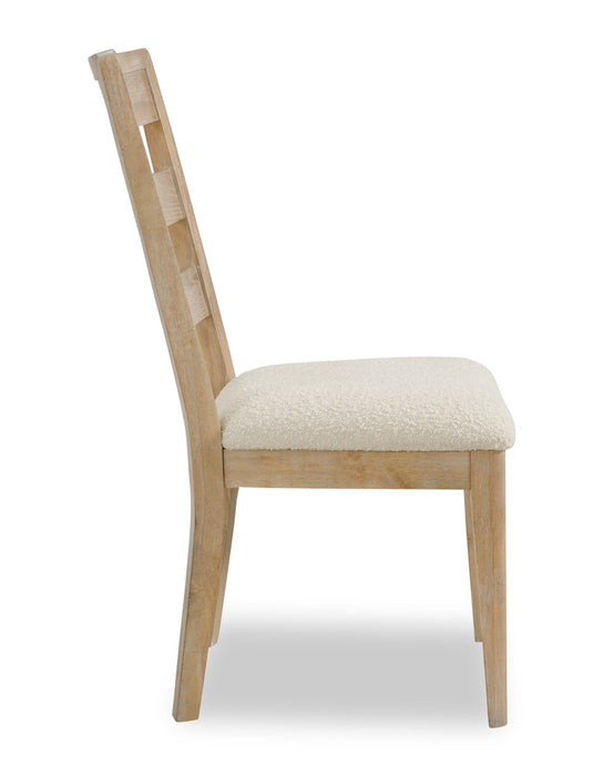 Ensemble de salle à manger Aspen 6 pièces avec table à rallonge, 80 po à 104 po, banc et 4 chaises en tissu - naturel