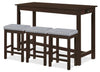 Table de salle moderne Noah de 60 po avec 3 tabourets de hauteur comptoir et ports USB - espresso