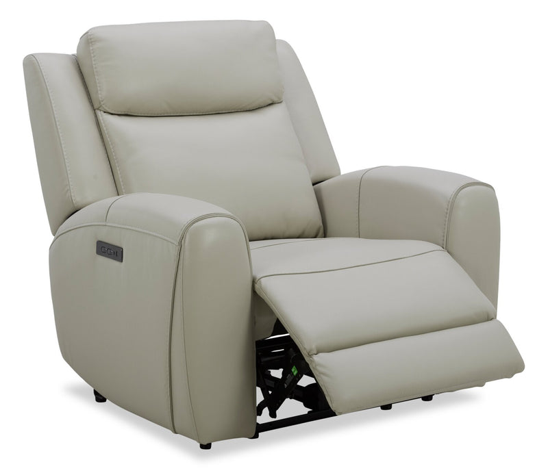 Fauteuil à inclinaison électrique Reign de 41,25 po en cuir véritable de qualité supérieure avec port USB - taupe clair de lune Deltona