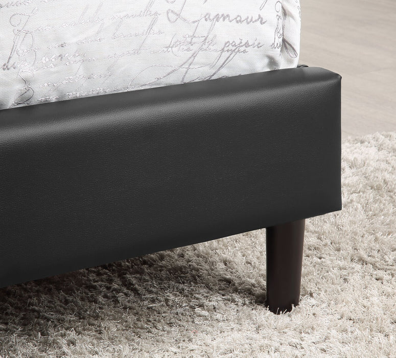 Lit plateforme rembourré Paseo en tissu de cuir végétalien noire - format très grand lit