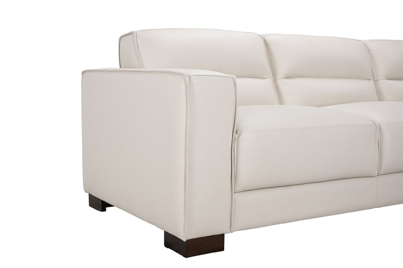 Sofa sectionnel de droite Citadel 2 pièces en cuir véritable de qualité supérieure avec pattes en bois - blanc givré