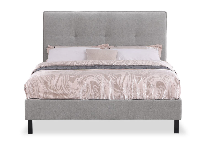 Tête de lit rembourrée Amos en tissu gris capitonné - format grand lit