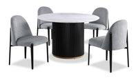  Ensemble de salle à manger Capri de Kort & Co. 5 pièces avec table ronde de 47 po (L), base piédestal et 4 chaises d’apparence lin - gris