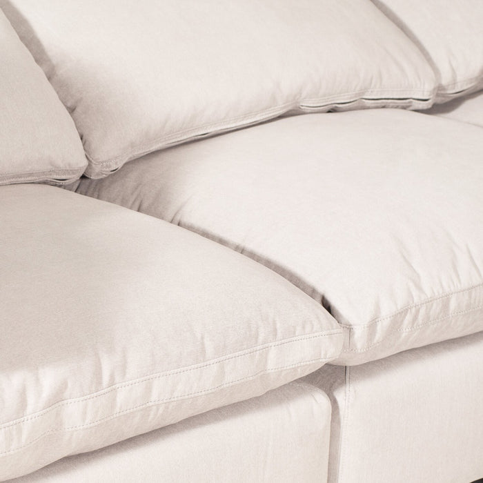 Sofa sectionnel modulaire Eclipse 8 pièces en tissu d’apparence lin avec coussins réversibles en duvet et plumes - blanc lin