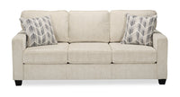  Sofa Lennox de 79 po fabriqué au Canada en tissu de chenille avec coussins réversibles et coussins décoratifs - taupe