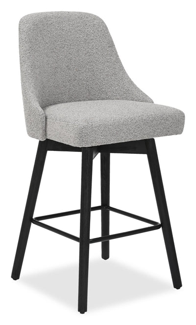 Nash Counter-Height Stool with Swivel Seat & Polyester Fabric, 26"H, Wood & Metal - Grey | Tabouret 26 po Nash de hauteur comptoir en tissu de polyester, bois et en métal avec siège pivotant - gris foncé