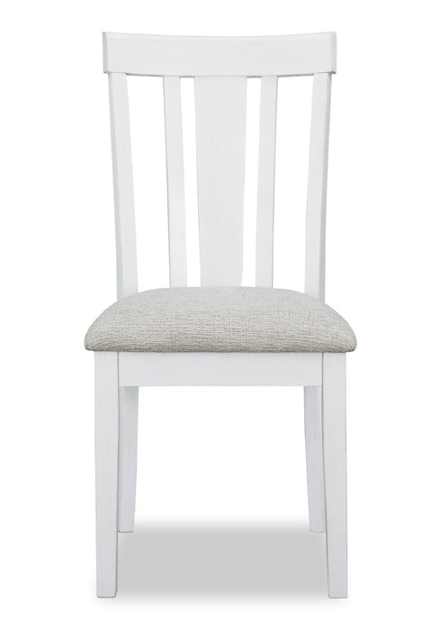 Ensemble de salle à manger Brook 7 pièces avec table ronde, rallonge de 42 po à 54 po (L) et 6 chaises - blanc et brun