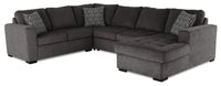 Sofa-lit sectionnel de droite Legend 4 pièces fabriqué au Canada en tissu de chenille avec fauteuil long de rangement - brun étain