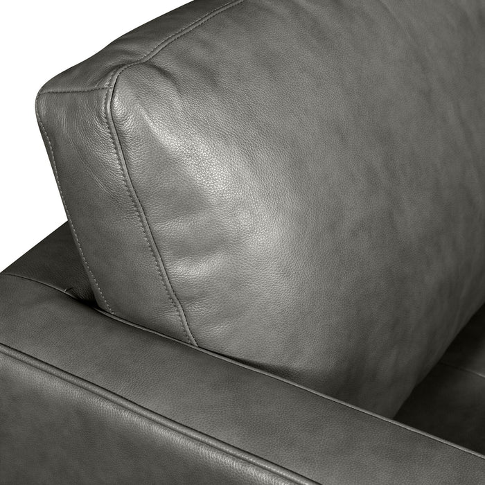 Sofa sectionnel de gauche Edge 2 pièces en cuir véritable avec pattes en bois et coussins de dossier amovibles - gris