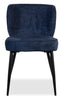 Sara Wing-Back Dining Chair with Polyester Fabric, Metal - Blue | Chaise de salle à manger Sara à oreilles en tissu de polyester et en métal - bleue