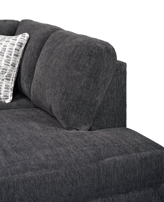 Sofa sectionnel de droite Morgan 2 pièces fabriqué au Canada en tissu de chenille avec coussins décoratifs - gris