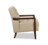 Enzo 26" Genuine Leather Accent Chair with Biscuit Tufting, Track Arms and Wood Legs - Beige | Fauteuil d’appoint Enzo de 26 po en cuir véritable avec capitonnage en biscuit, accoudoirs rectilignes et pattes en bois - beige