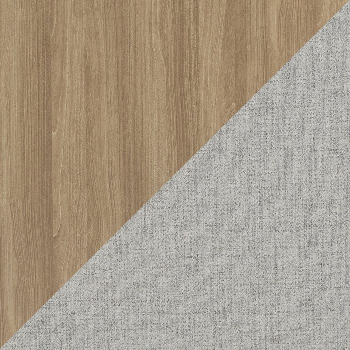 Ensemble de salle à manger Cove 7 pièces en mélamine avec table de 66 po (L), tiroirs de rangement et 6 chaises - naturel et gris