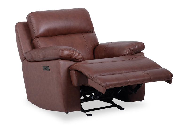 Fauteuil à inclinaison électrique Sorrento de 42 po en cuir véritable avec port USB - brun brique de Madrid