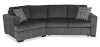 Sofa-lit sectionnel enveloppant de gauche Legend 2 pièces fabriqué au Canada en tissu de chenille - gris poivre