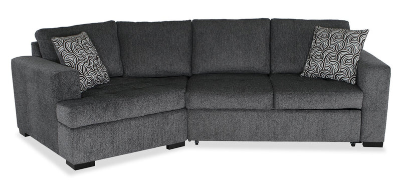 Sofa-lit sectionnel enveloppant de gauche Legend 2 pièces fabriqué au Canada en tissu de chenille - gris poivre