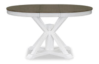 Table de salle à manger ronde Brook de 42 po à 54 po (L) avec rallonge - blanche et brune
