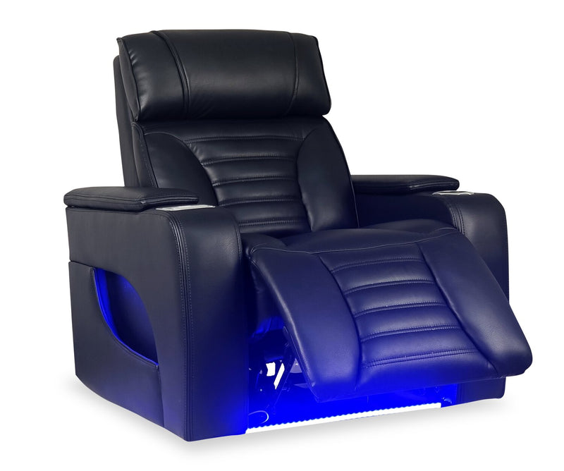 Fauteuil de massage à inclinaison électrique Zen de 40 po en tissu d’apparence cuir avec appuie-tête électrique et siège chauffant - noir