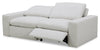 Sky Modular 91.5" Fabric Power Reclining Loveseat with Removable Feather Down Cushions - Nathan Wheat | Causeuse à inclinaison électrique modulaire Sky de 91,5 po en tissu avec coussins amovibles en duvet et plumes - blé Nathan