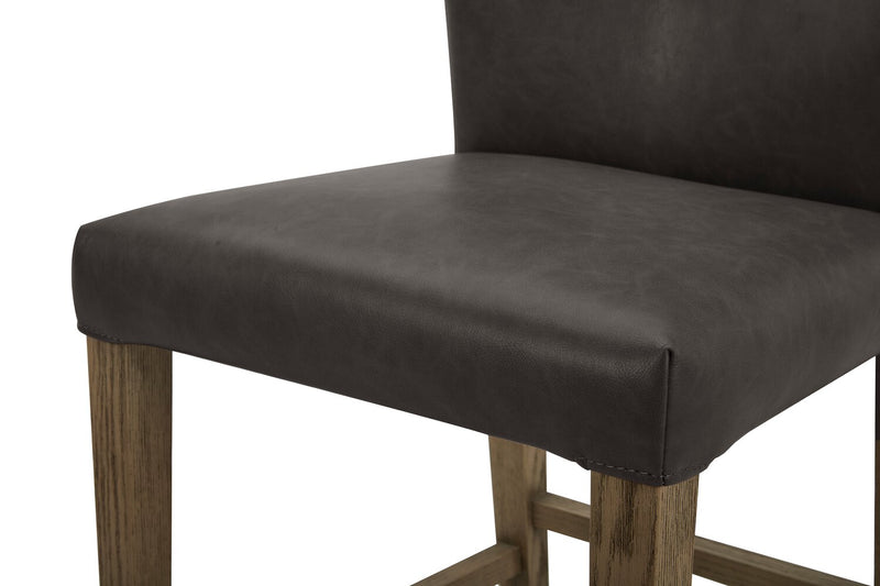 Tabouret Arlo de hauteur comptoir en tissu de cuir végétalien - anthracite