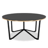 Xander 36" Modern Round Glass Top Coffee Table - Black and Gold with Metal Legs|Table à café ronde moderne Xander de 36 po avec dessus en verre - noire et dorée avec pattes en métal