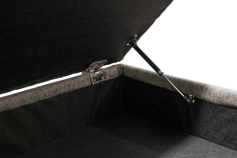 Pouf de rangement Nofia de 44 po fabriqué au Canada en tissu de chenille avec pattes en bois - gris anthracite