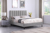 Amos Upholstered Headboard in Grey Fabric, Channelled - Queen Size | Tête de lit rembourrée Amos en tissu gris en canaux - format grand lit