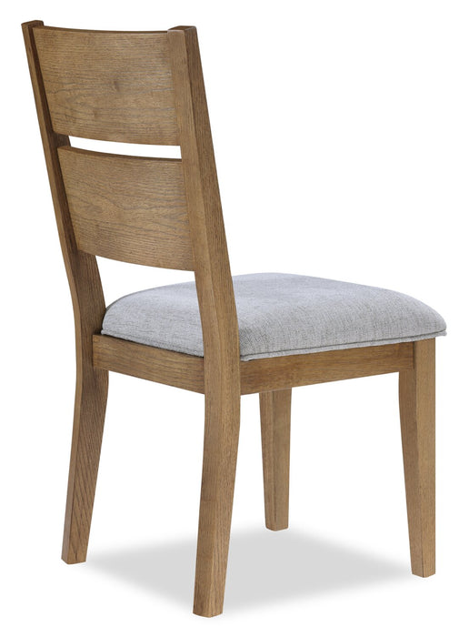 Chaise de salle à manger Lotus en tissu de polyester et bois avec dossier à lattes - naturelle