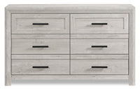 Commode de chambre à coucher Lark de 58 po (L) x 35 po (H) à 6 tiroirs - blanc rustique